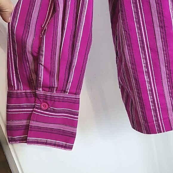 Liz & Me Pinkish Purple Shirt/Jacket with Metallic Stripes Front Zipper, Size 2X - Picture 5 of 9